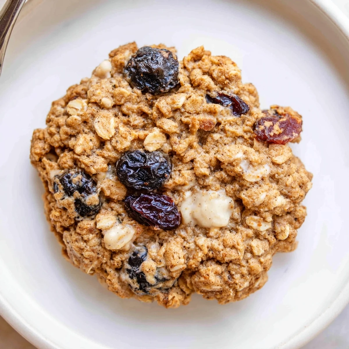 Soft, chewy Vegan Blueberry Cherry Cream Oatmeal Raisin Cookies studded with fruits