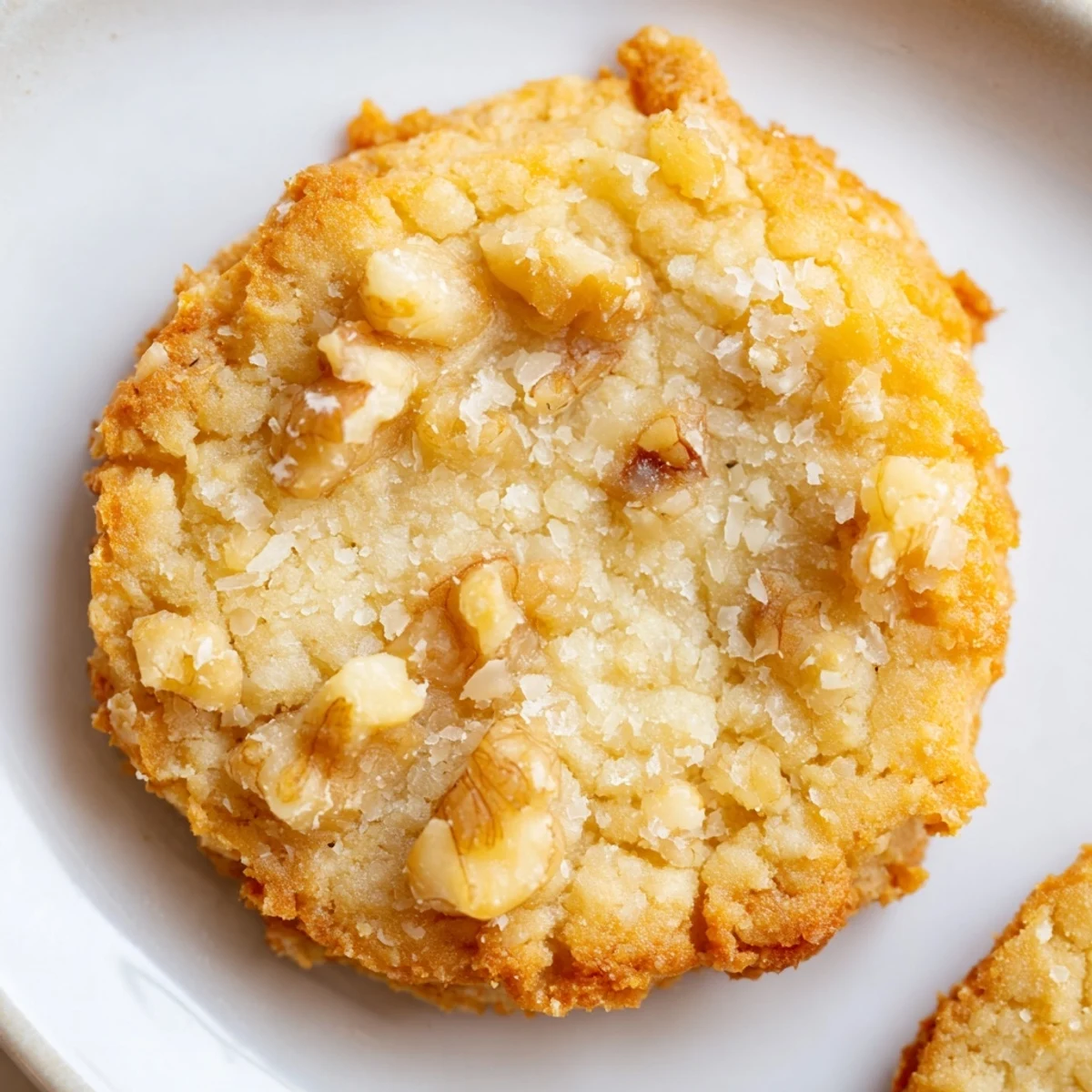 Keto Vanilla Walnut Butter Crisp Cookies served with cold almond milk, crunchy walnuts