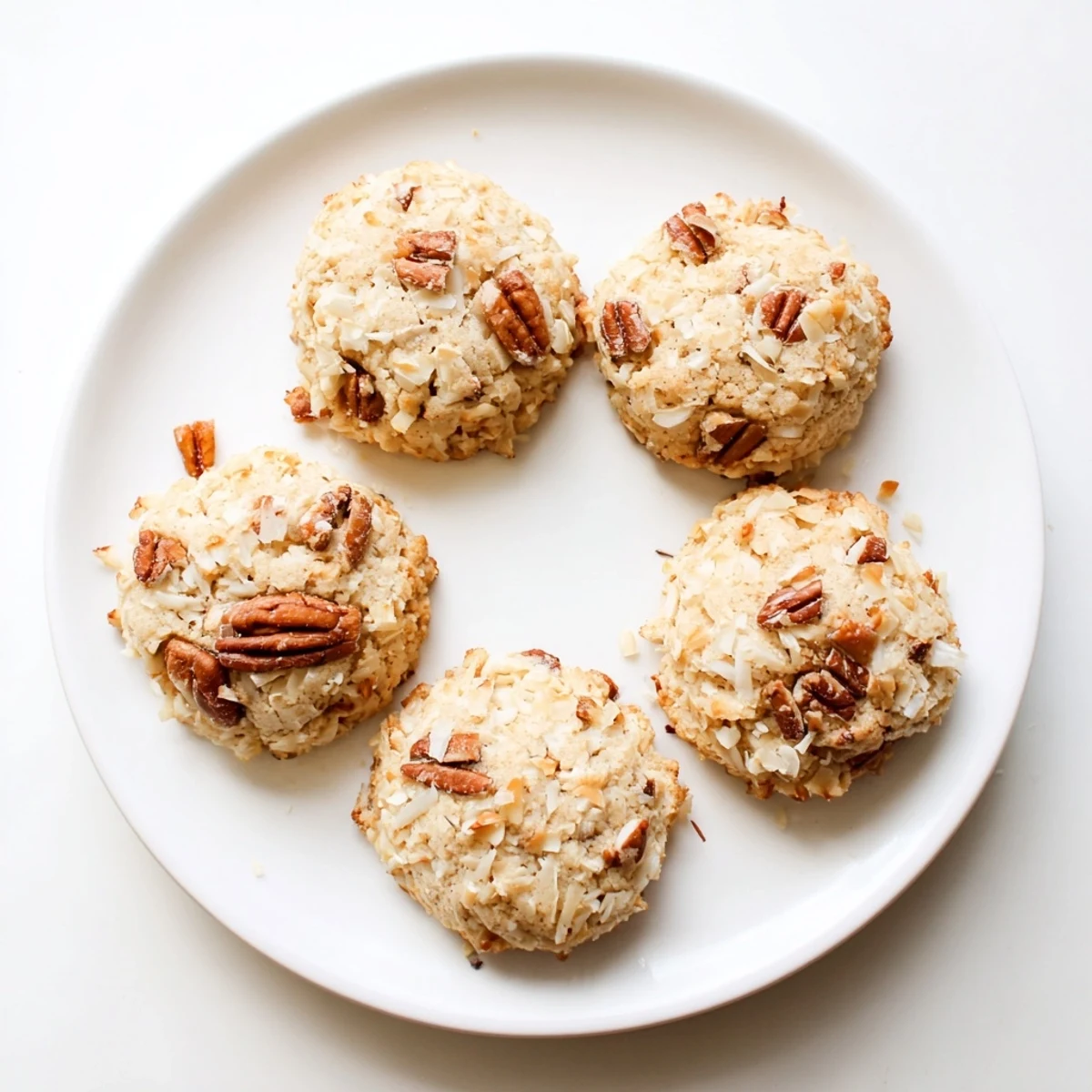 Golden Keto Vanilla Coconut Butter Crunch Cookies fresh from the oven on parchment paper