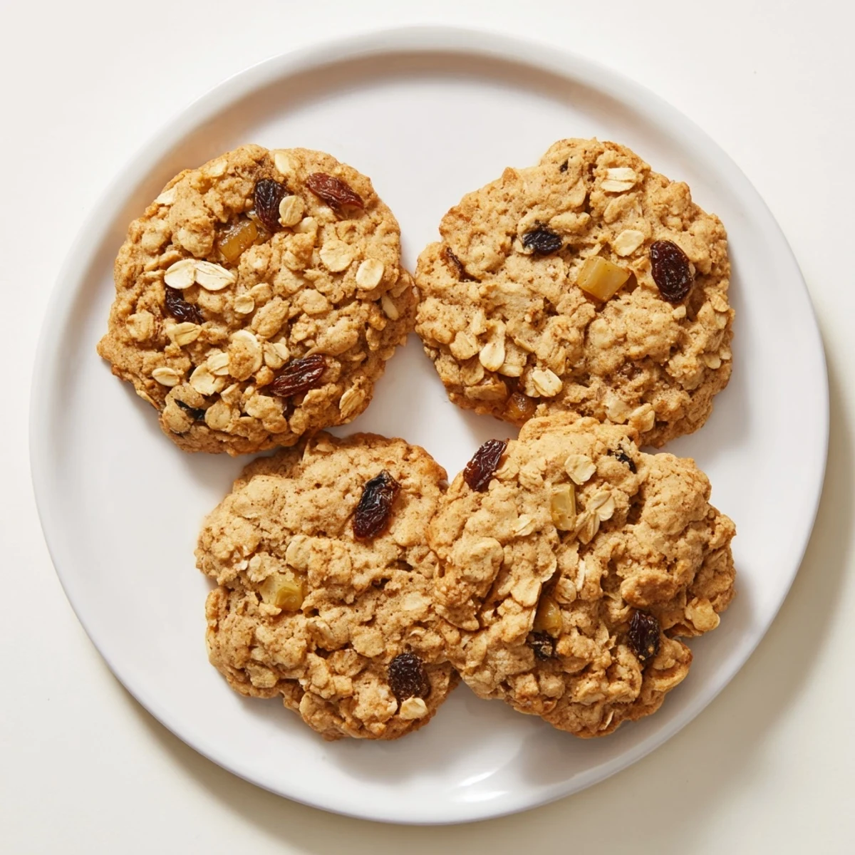 Golden Apple Cinnamon Clove Oatmeal Raisin Cookies fresh from the oven on parchment paper.