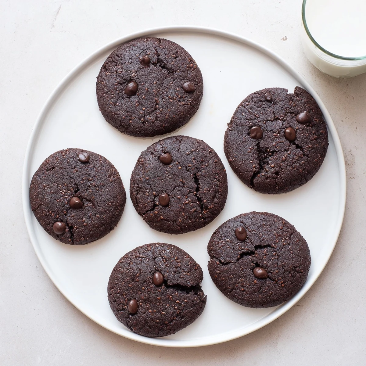 Rich Gluten-Free Espresso Chocolate Cashew Butter Cookies with gooey melted chocolate chips on a rustic baking sheet
