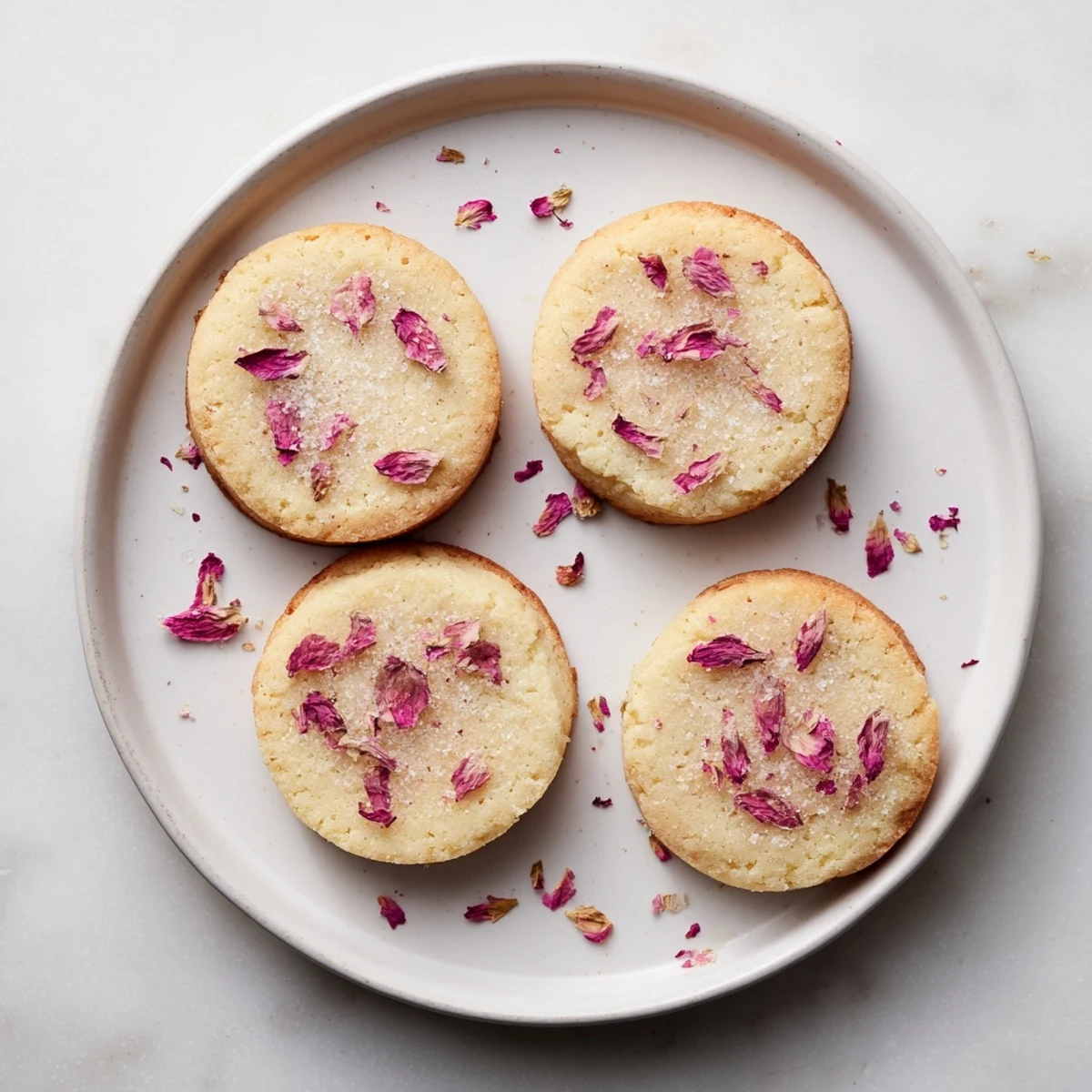 Soft vegan vanilla cherry blossom sugar cookies with golden edges on a rustic baking sheet