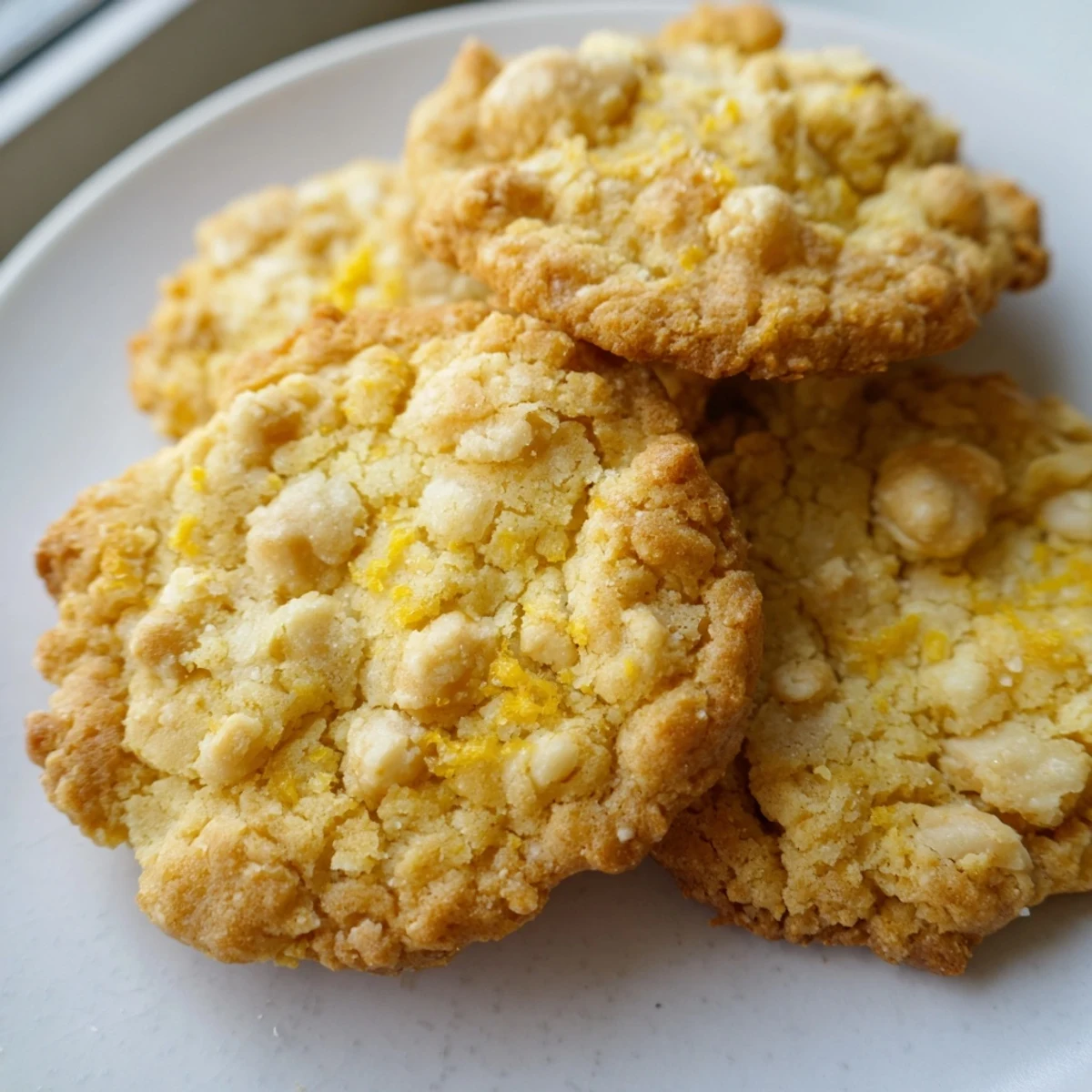 Chewy gluten-free lemon cashew crunch cookies studded with roasted nuts on a wire cooling rack