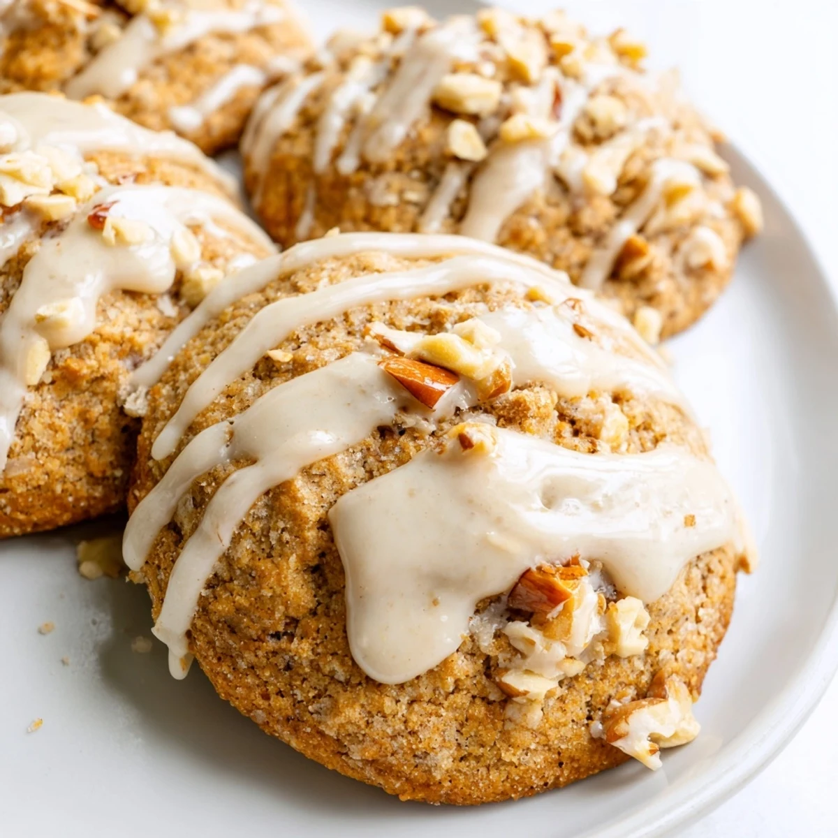 Chewy Keto Vanilla Almond Butter Drizzle Cookies featuring a sweet vanilla drizzle topping