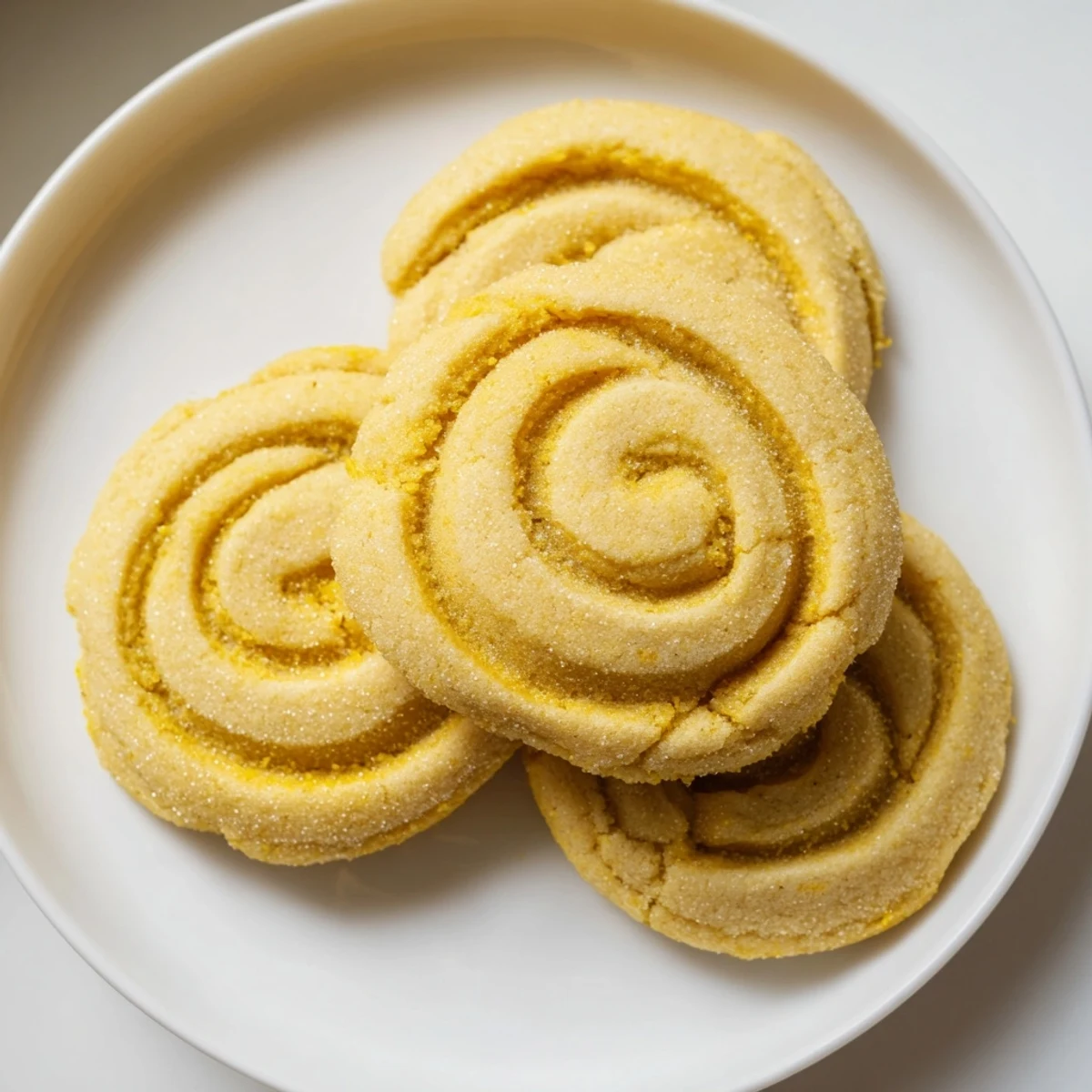 Soft vegan pineapple vanilla swirl sugar cookies with golden edges cooling on a wire rack