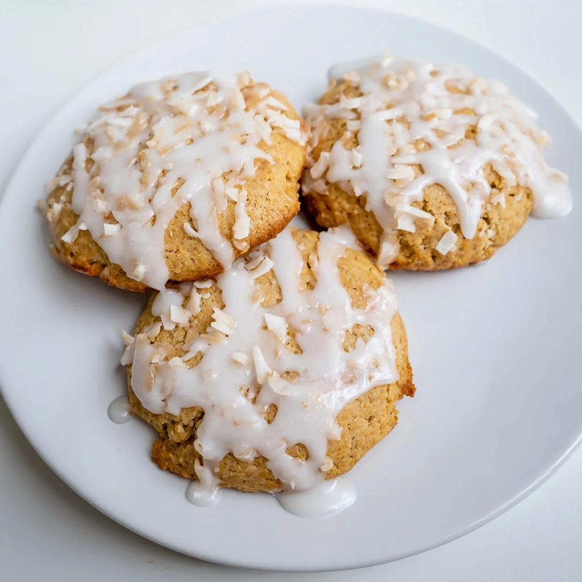 Close-up of buttery keto cookies with sweet coconut butter drizzle and maple flavoring