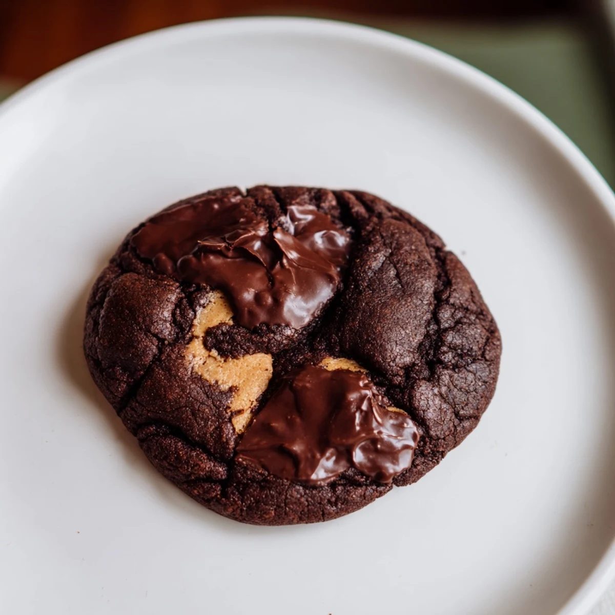 Plate of rich gluten-free dark chocolate almond butter swirl cookies ready for dessert with a glass of milk