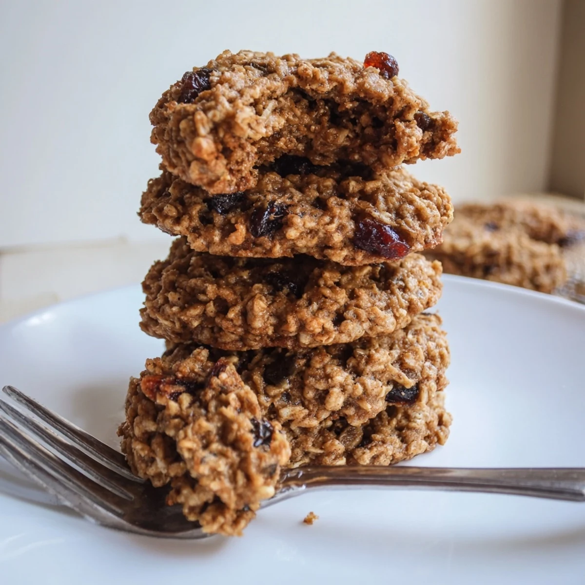 Warm batch of apple cinnamon ginger maple oatmeal raisin cookies fresh from the oven.