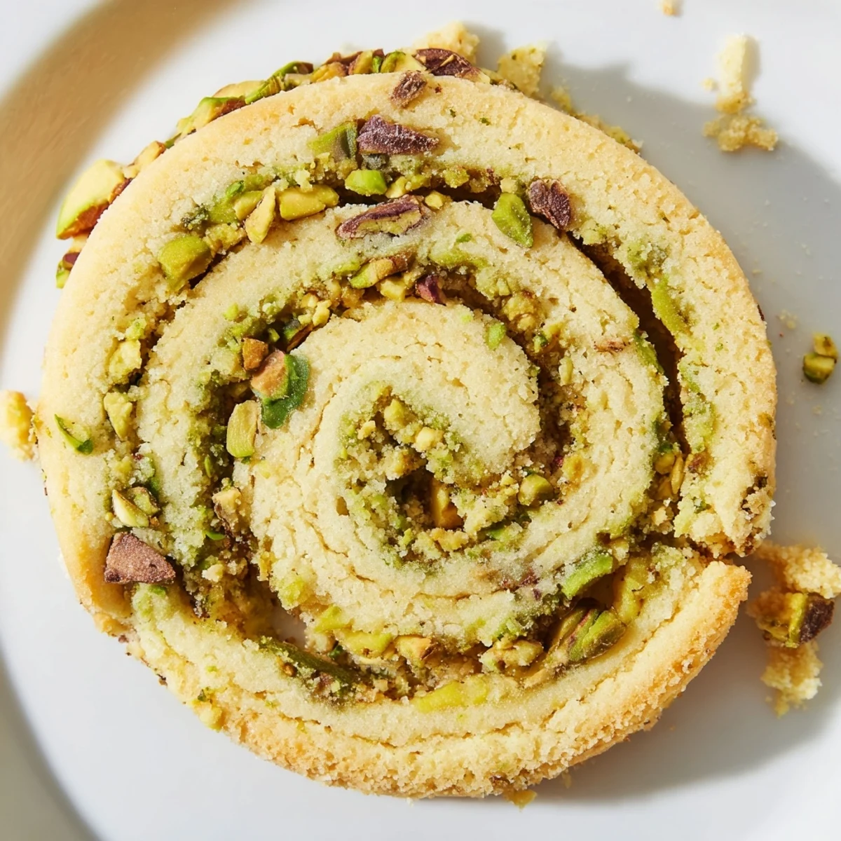 Freshly baked gluten-free lemon pistachio butter swirl cookies topped with zesty zest and crunchy nuts.  