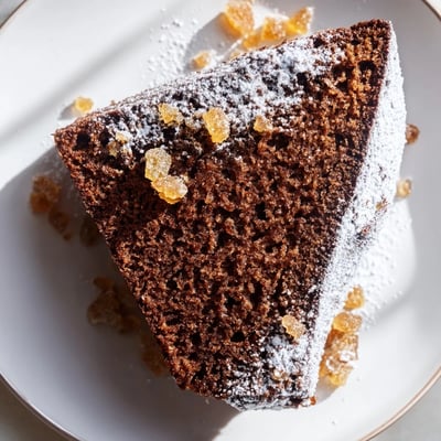 A warm slice of Winter Spice Ginger Cake served with a dollop of whipped cream.