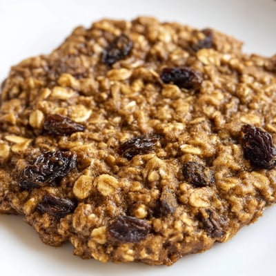 A close-up of chewy Winter Warmth Cinnamon Drift Oatmeal Raisin cookies on parchment, showcasing cinnamon spice.