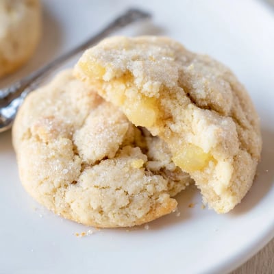 Warm Vegan Pineapple Vanilla Sugar Cookies stacked, chewy centers, tropical vanilla aroma.