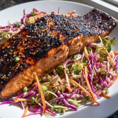 Miso Maple Salmon With Sesame Slaw